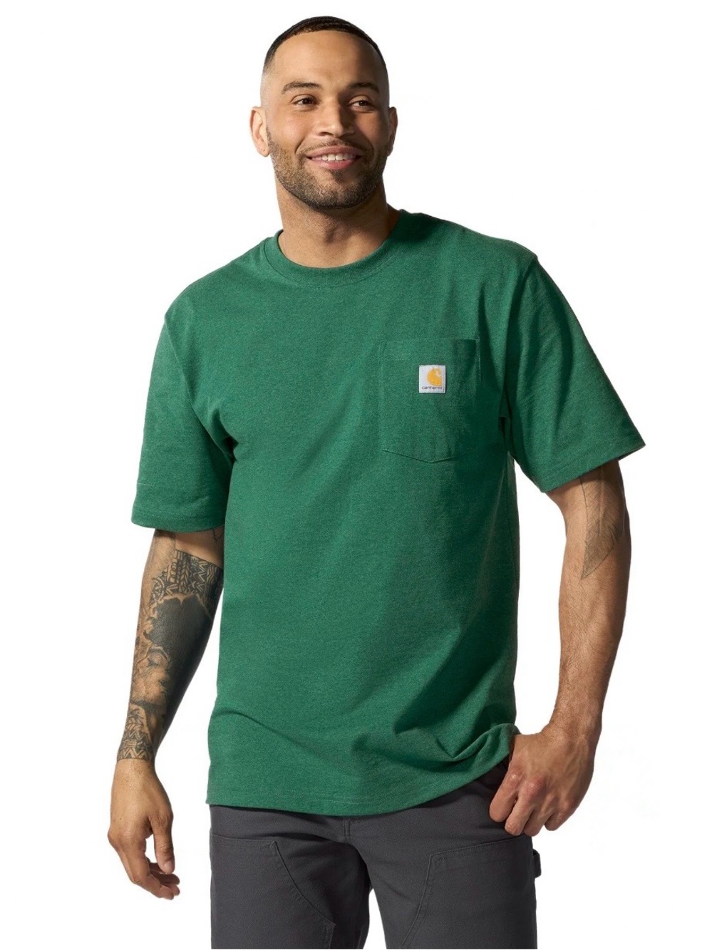 NWT Carhartt Men's Pocket Tee in Forest Green size M, loose fit.